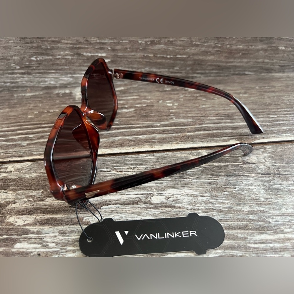 Vanlinker Tortoise Shell Geometric Sunglasses Gradient Lenses Retro Aviator New - Picture 7 of 16